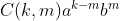 C(k,m)a^{k-m}b^{m}