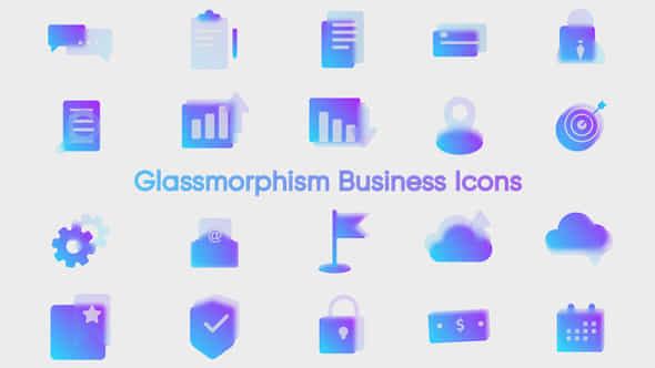 Glassmorphism Business Icons - VideoHive 43185018