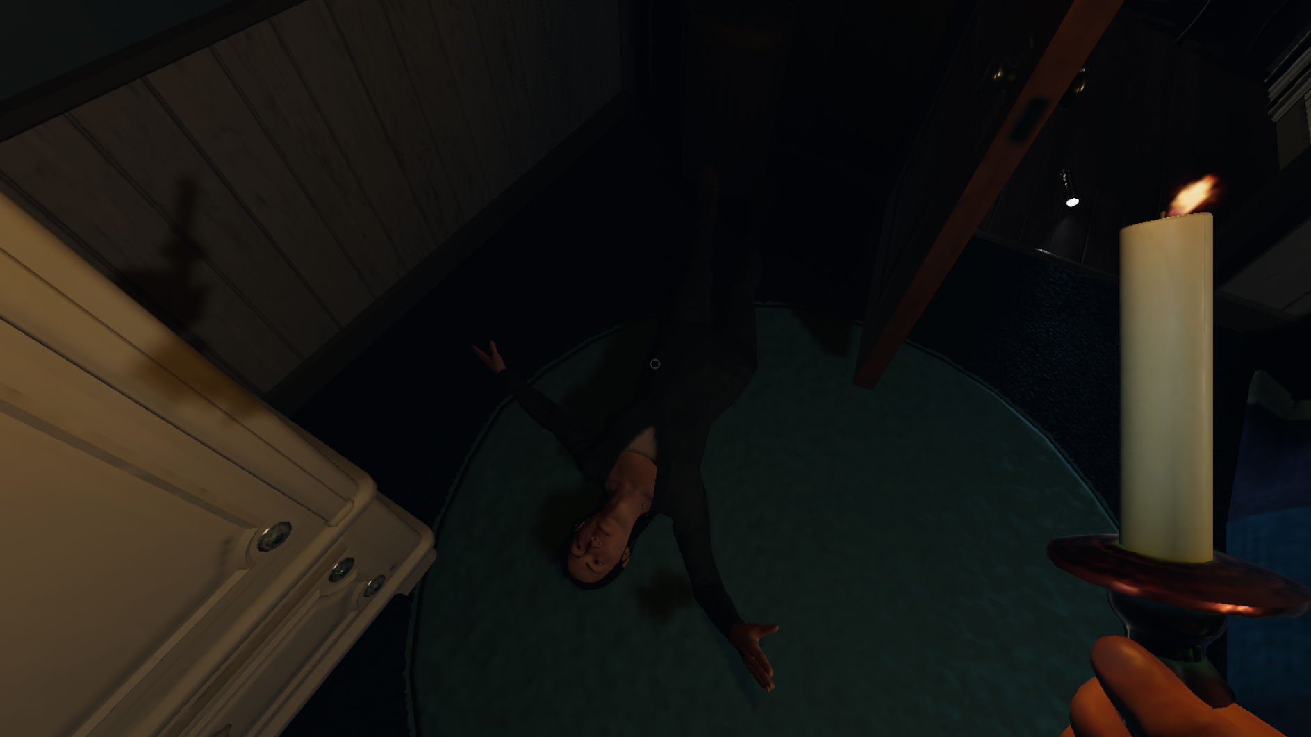 A player's body lying behind a door
