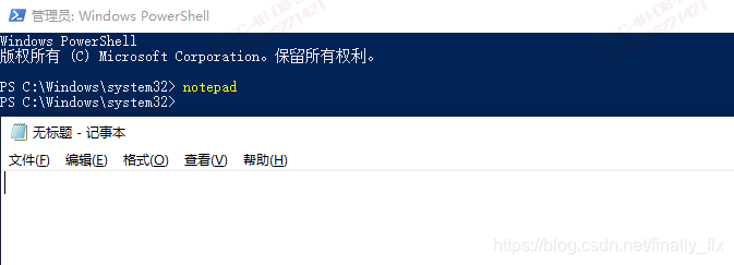 输入notepad命令打开空白文本文件