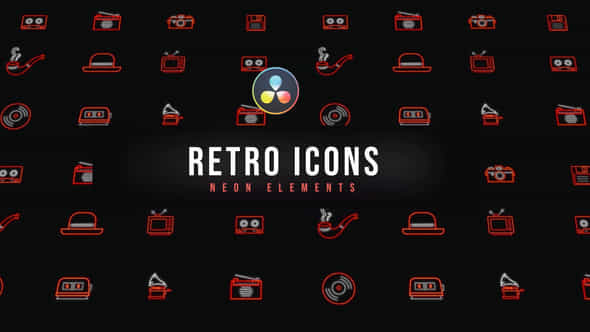 Retro Neon Icons - VideoHive 39219461
