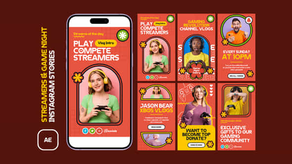 Streamers And Game Night Instagram Stories - VideoHive 51691810