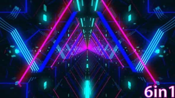 VJ Neon Light Tunnels - VideoHive 19175192