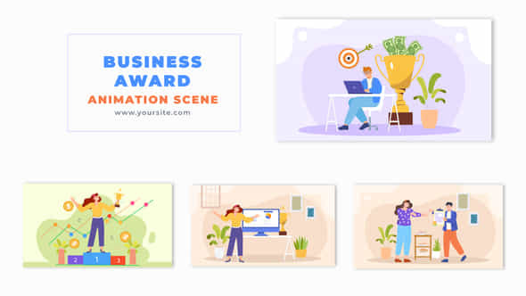 Flat Design Character Receiving A Top Business Award Animation Scene - VideoHive 49456922