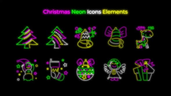 Christmas Neon Icons Pack - VideoHive 35235785