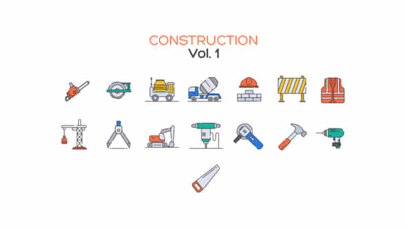 Construction Line Icons - VideoHive 40331875