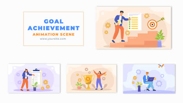 Goal Achievement Vector Flat Design Animation Scene - VideoHive 49457373