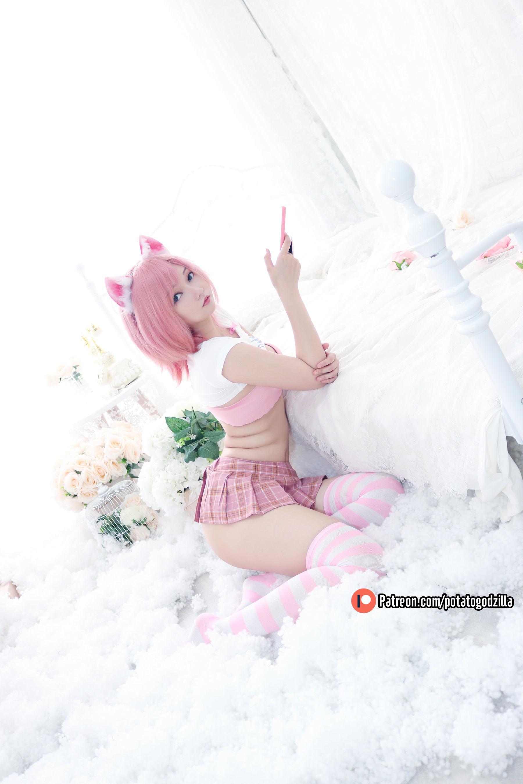 Coser小姐姐Potato Godzilla – Pink Casual 套图(8)