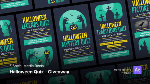 Social Media Reels Halloween Quiz Giveaway After Effects Template - VideoHive 48590599