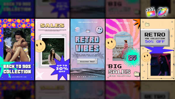 Retro Y2k Stories Pack - VideoHive 52143618