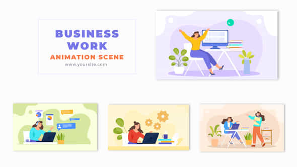 Busy Businesswoman Professional Vector Animation Scene - VideoHive 49456903