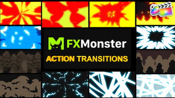 Cartoon Action Transitions | FCPX - VideoHive 26033336