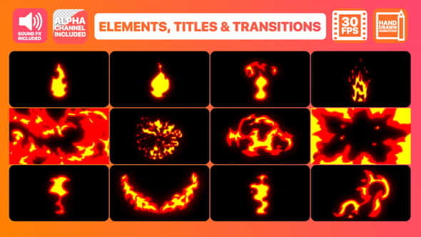 Fire Elements Titles And Transitions - VideoHive 22767001