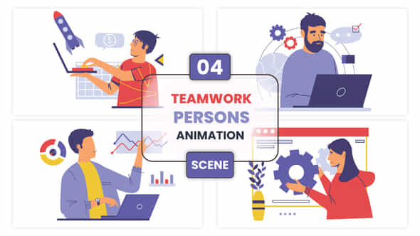 Teamwork Persons Animation Scene - VideoHive 52956601