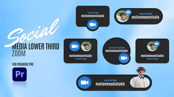 Social Media Lower Thirds Zoom Premiere Pro - VideoHive 48886408