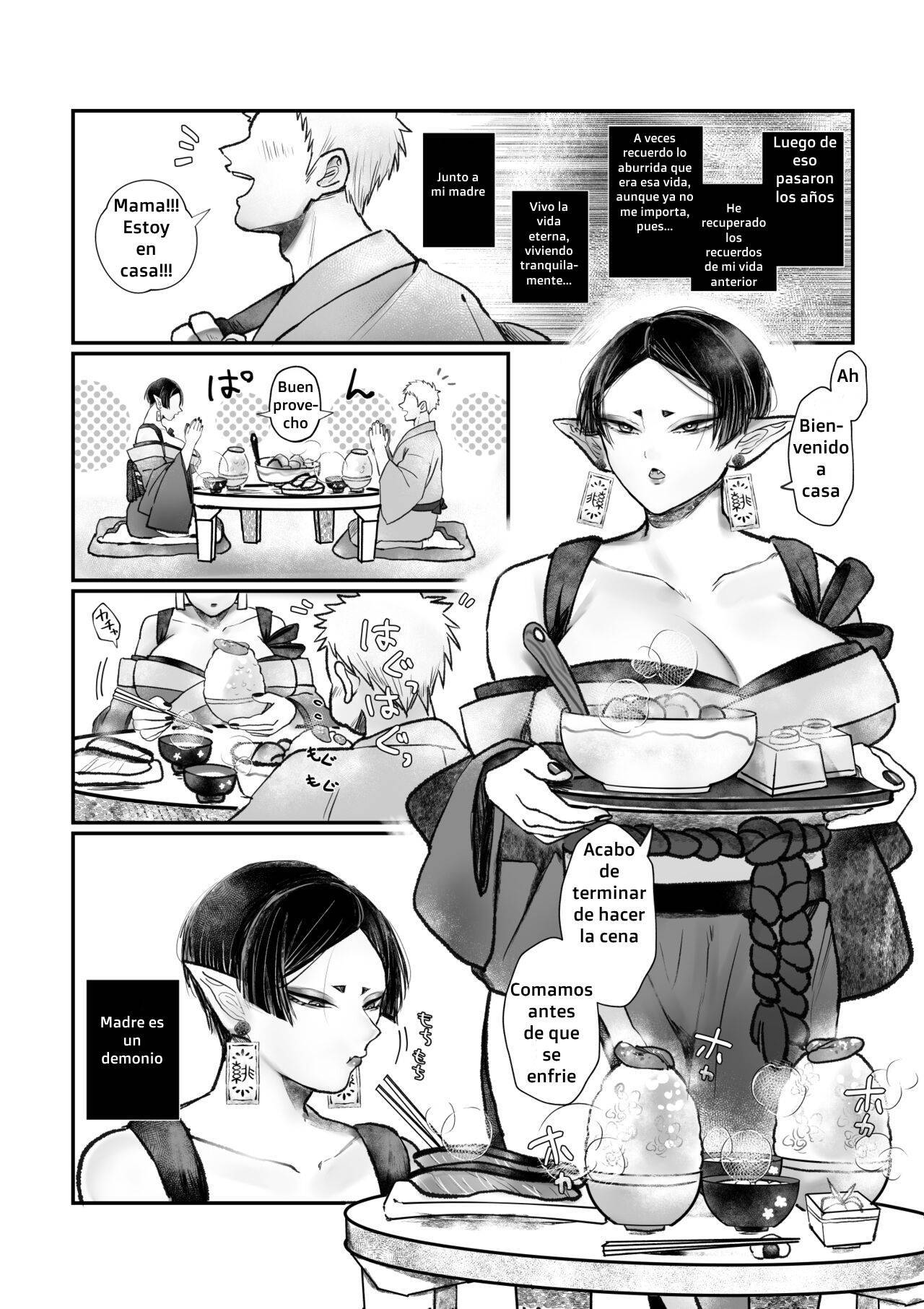 [Muchimuchioume (Muchiou)] Bakunyuu Muchimuchi Oni Mama, Mouja no Musuko to Honki Koubi. [Spanish] [Hta scan]