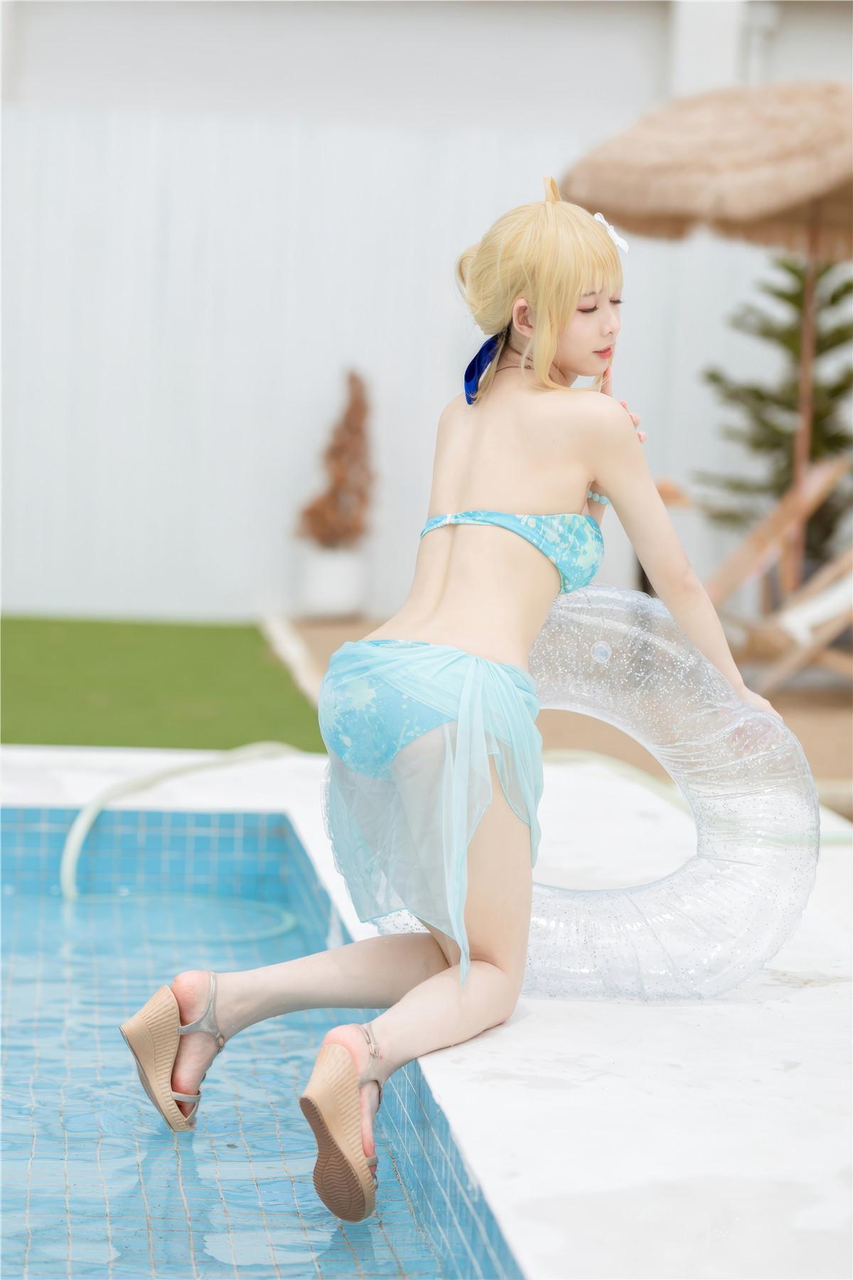 Cosplay 封疆疆v 阿尔托莉雅·潘德拉贡 泳装(29)