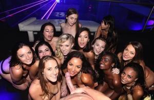 Black and white party girls fuck every cock they come across in nightclub