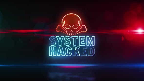 System hacked alert with skull - VideoHive 30636224