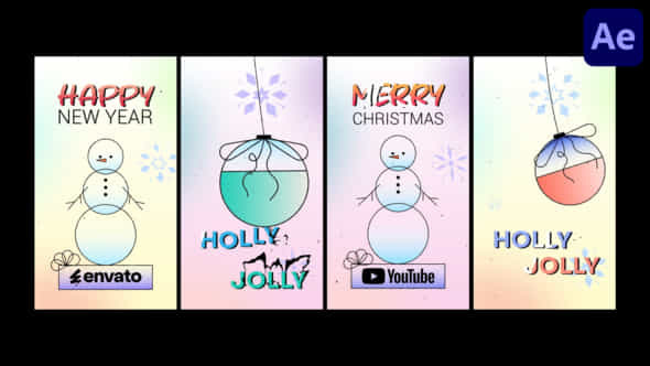 Christmas Toy And Snowman Vertical Logo For After Effects - VideoHive 55577219