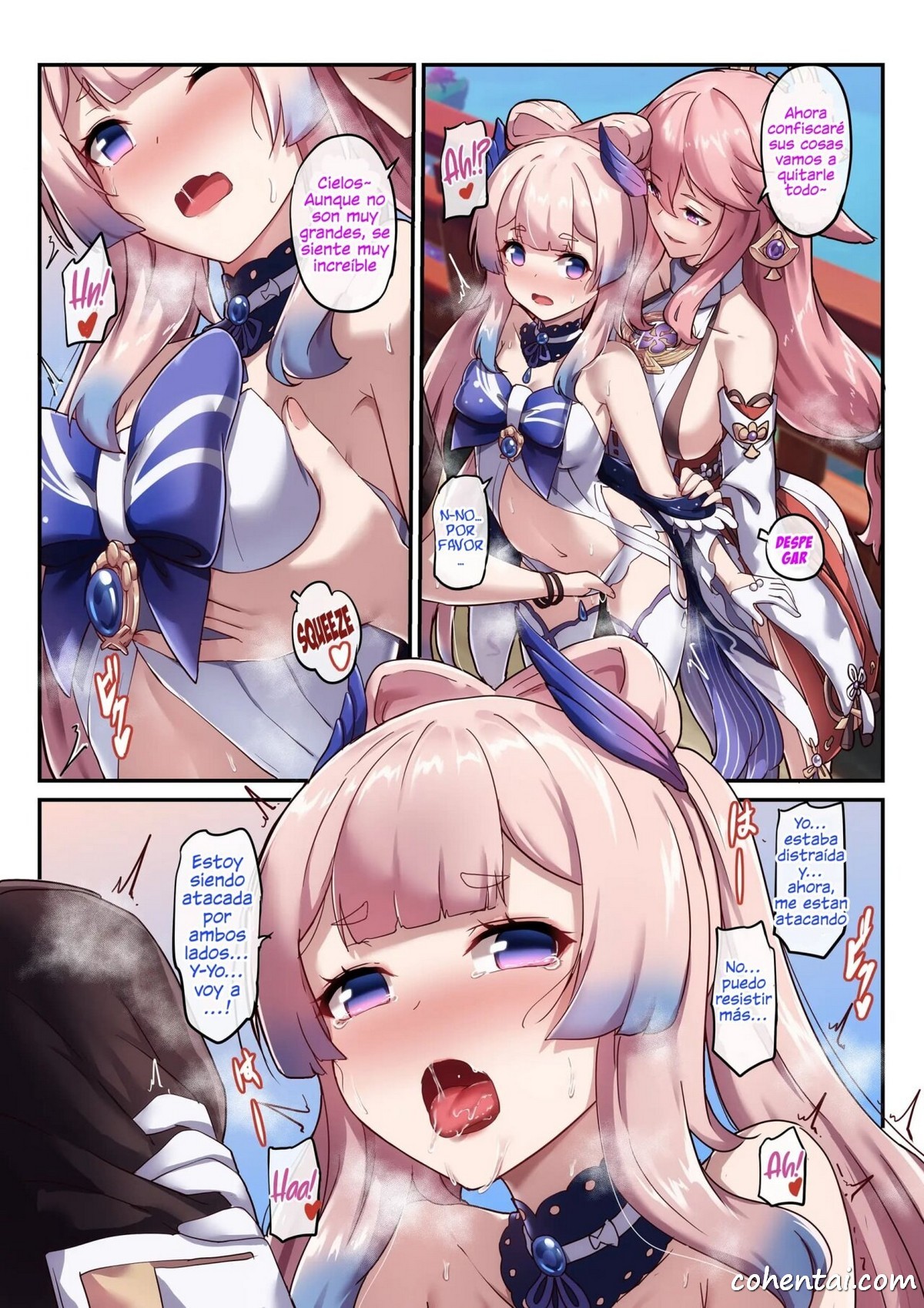 Kokomi and Miko ~ Love is war (Genshin Impact) manga hentai xxx español