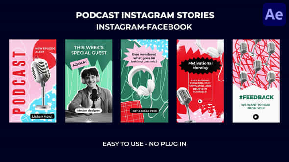 5 In 1 Podcast Instagram Stories - VideoHive 57144494