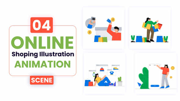 Online Shoping Scene Illustration Animation - VideoHive 52915829