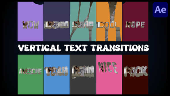 Vertical Text Transitions - VideoHive 48522275