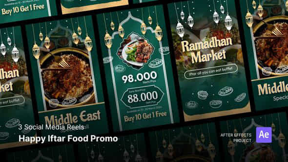 Social Media Reels Happy Iftar Food Promo After Effects Project Files - VideoHive 57412194