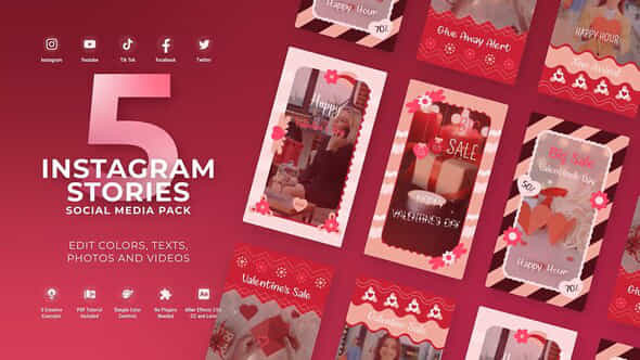 Valentine Day Instagram Vertical Reel Mogrt Premiere Pro - VideoHive 55836521