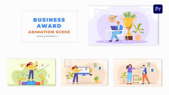 Receiving A Top Business Award Flat Vector Animation Scene - VideoHive 49481328