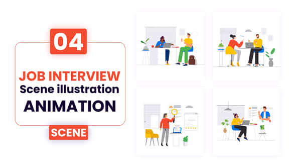 Job Interview Scene Animation Illustration - VideoHive 52600985