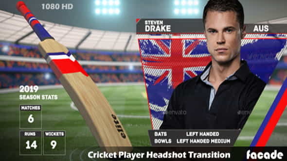 Cricket Player Headshot Transition - VideoHive 11224788