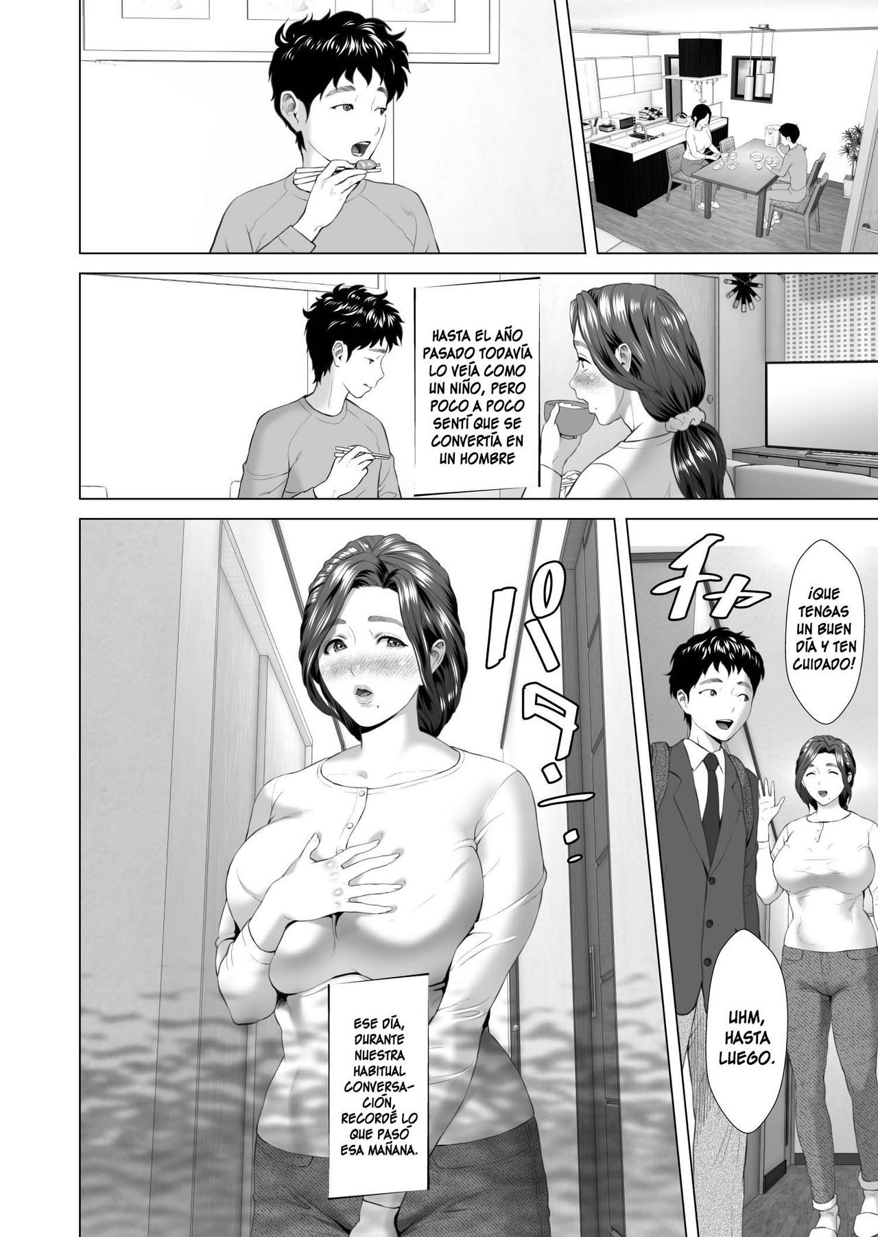 [Hy-dou (Hyji)] Kinjo Yuuwaku Musuko o Yobai ni Sasou Haha Hen ¦ ¡Madre seduce a su hijo para una visita nocturna! Seducción en el vecindario [Spanish] [Macbeth]