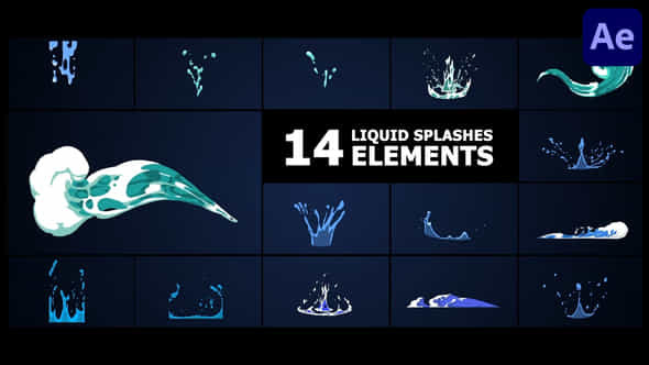 Liquid Splashes Elements After Effects - VideoHive 53362934