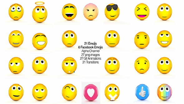 Facebook Emojis And 3D Animated - VideoHive 20437993