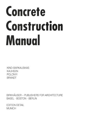 Concrete Construction Manual