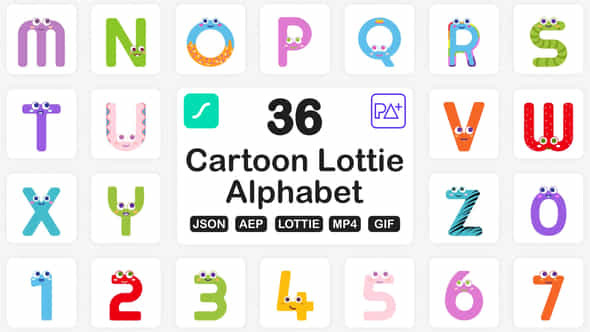 Cartoon Lottie Alphabets - VideoHive 45548174