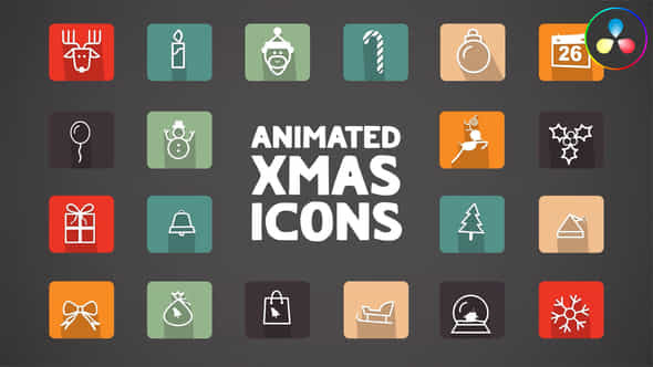 Animated Xmas Icons For Davinci Resolve - VideoHive 49743856