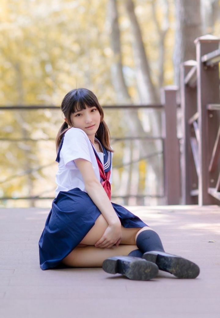 Xiaoding cosplay-green onion campus uniform without holy light set 26