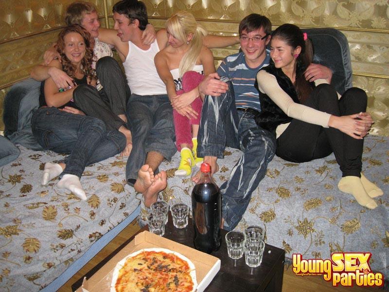 Young girls engage in group sex while attending a pizza party(1)