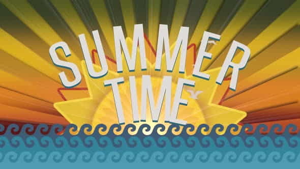 Text Summer Time with sea waves and sun rays | Events - VideoHive 32698731