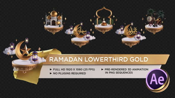 Ramadan Lower Third Gold - VideoHive 26675781