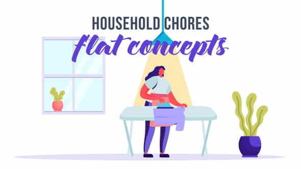 Household chores- Flat Concept - VideoHive 33263920