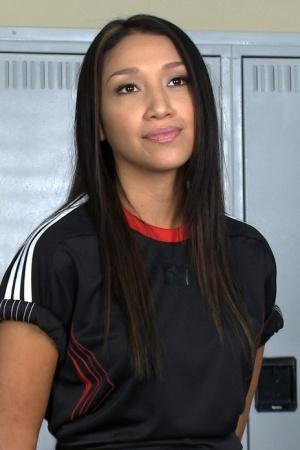 Cute Latina Vicki Chase gets gangbanged by a soccer team in the locker room