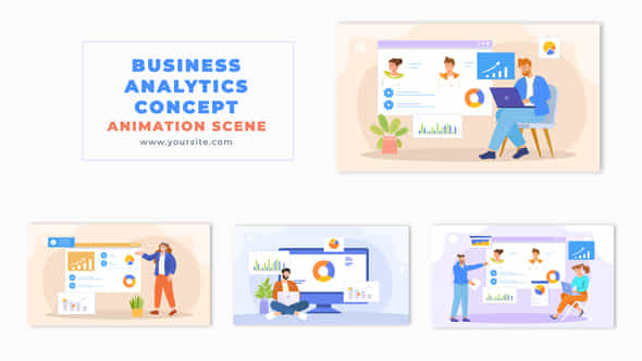 Flat Vector Business Growth Data Analytics Concept Animation Scene - VideoHive 49459319