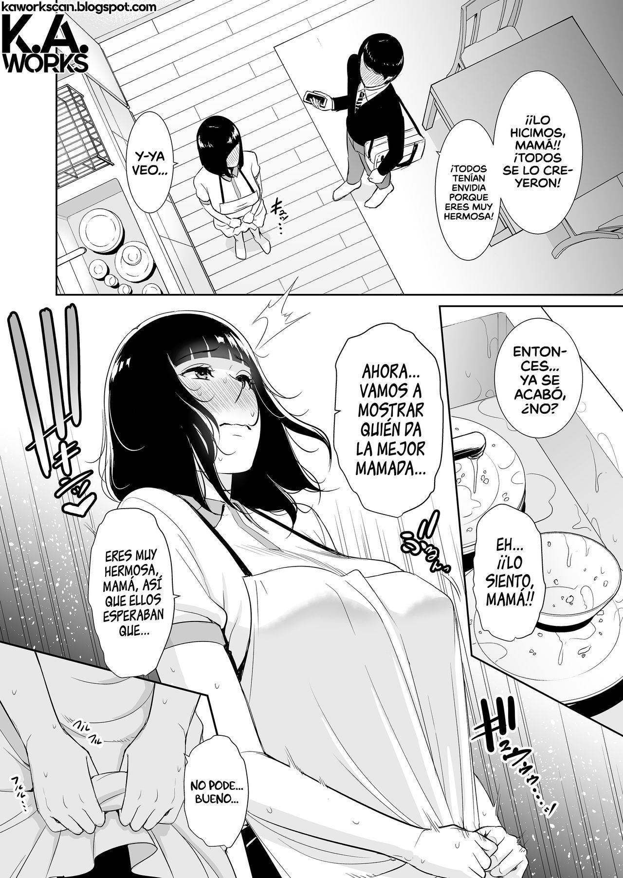 [Misaki (gonza)] Musuko ni Matagaru Hi ~Haha to Musuko no Hamedori Kiroku~  El día que monté a mi hijo ~Un registro de las aventuras sexuales de una madre y su hijo~ [Spanish] [K.A. Work