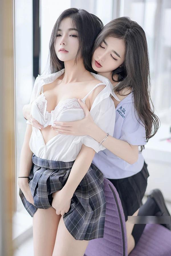 秀人女神鱼尾fish+谭小灵制服JK百合私购流出(7)