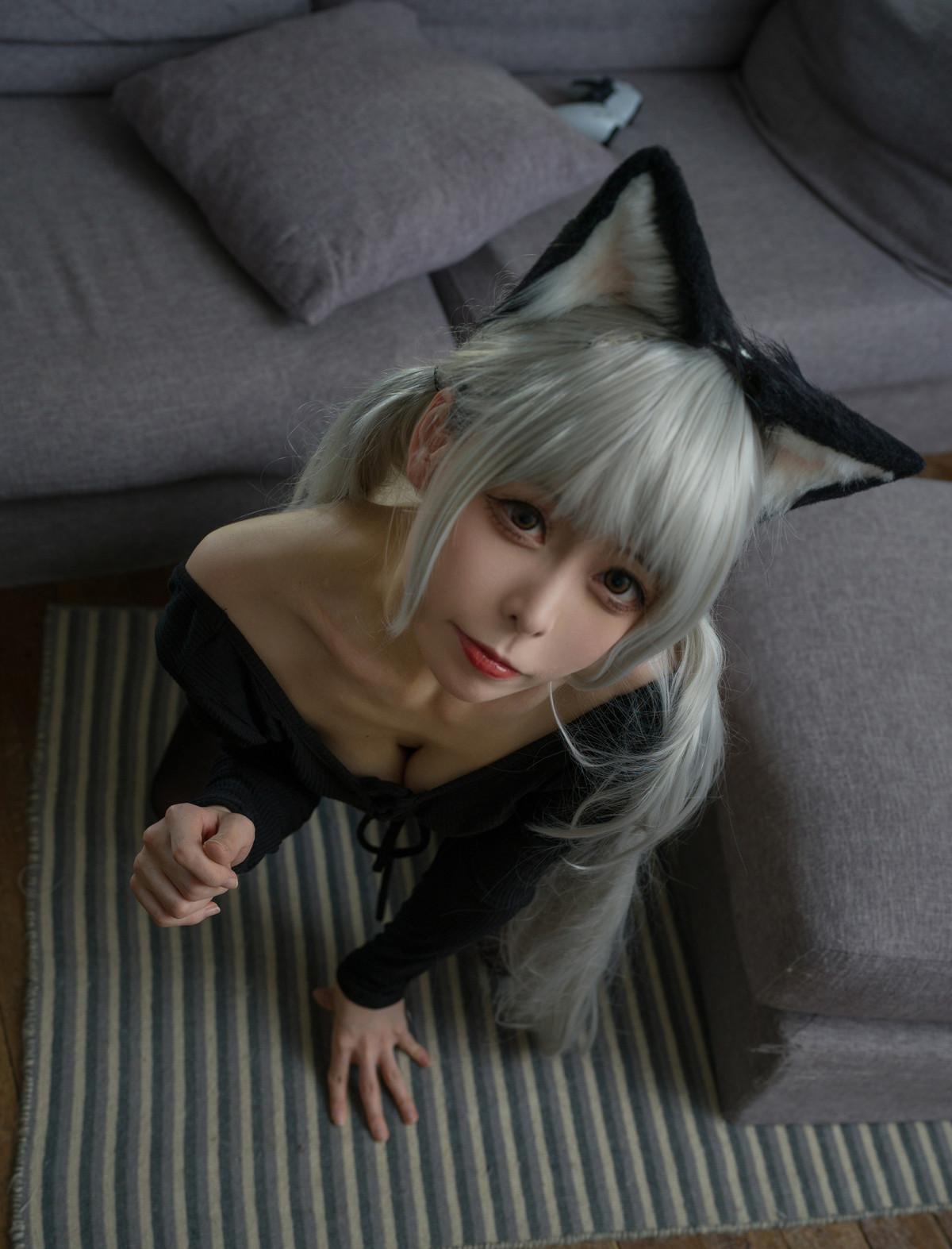 Cosplay 樱岛嗷一 黑猫针织衫连体衣(10)