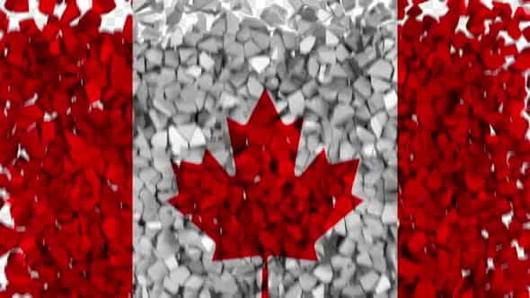 Canada Flag Breaking Rocks Transition - VideoHive 33596790